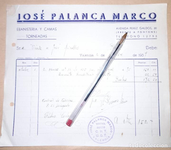 Militaria: Nota de entrega Jos&eacute; Palanca Marco ebanister&iacute;a intervenida CNT UGT guerra civil 1937