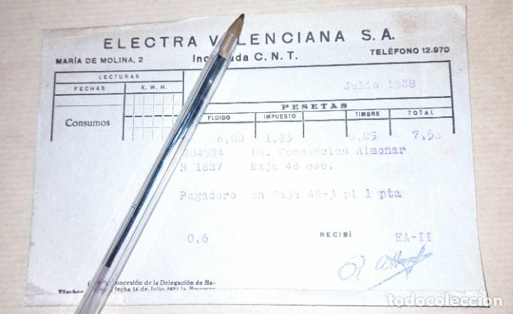 Militaria: factura compa&ntilde;&iacute;a electra valenciana incautada CNT guerra civil 1938