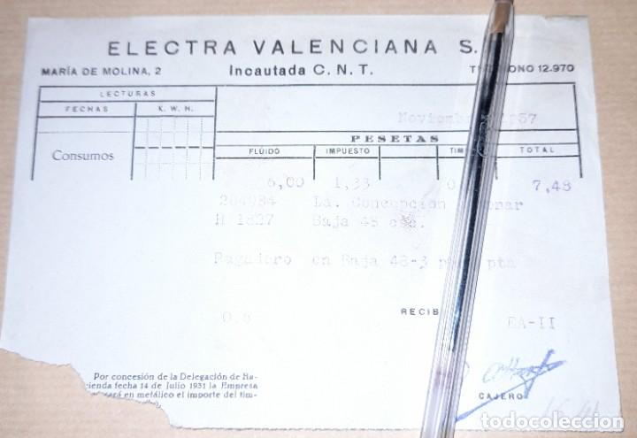 Militaria: factura compa&ntilde;&iacute;a electra valenciana incautada CNT guerra civil 1937
