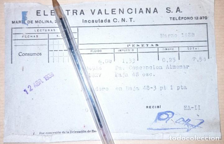 Militaria: factura compa&ntilde;&iacute;a electra valenciana incautada CNT guerra civil 1938