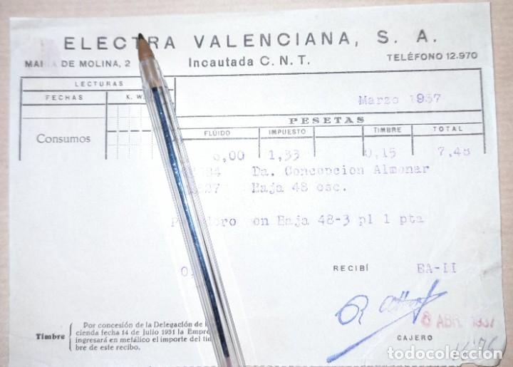 Militaria: factura compa&ntilde;&iacute;a electra valenciana incautada CNT guerra civil 1937