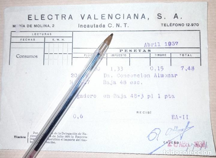 Militaria: factura compa&ntilde;&iacute;a electra valenciana incautada CNT guerra civil 1937