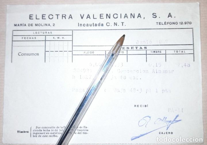 Militaria: factura compa&ntilde;&iacute;a electra valenciana incautada CNT guerra civil 1937