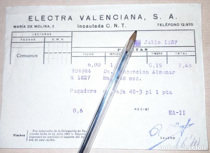 Militaria: factura compa&ntilde;&iacute;a electra valenciana incautada CNT guerra civil 1937