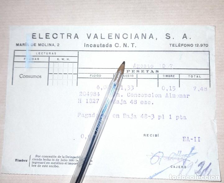Militaria: factura compa&ntilde;&iacute;a electra valenciana incautada CNT guerra civil 1937