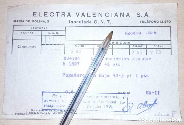 Militaria: factura compa&ntilde;&iacute;a electra valenciana incautada CNT guerra civil 1937