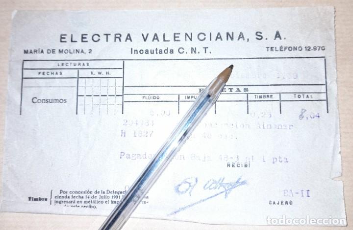 Militaria: factura compa&ntilde;&iacute;a electra valenciana incautada CNT guerra civil 1938