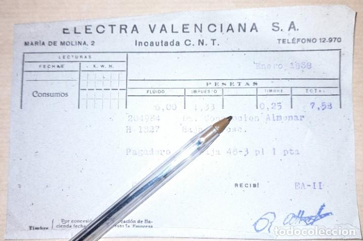 Militaria: factura compa&ntilde;&iacute;a electra valenciana incautada CNT guerra civil 1937