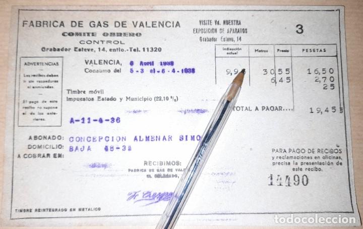 Militaria: Factura de gas empresa bajo Comit&eacute; Obrero Valencia guerra civil 1938