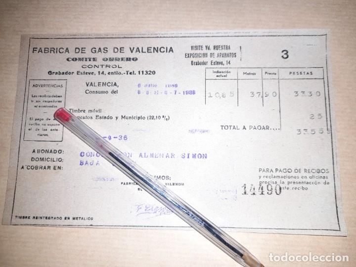 Militaria: Factura de gas empresa bajo Comit&eacute; Obrero Valencia guerra civil 1938