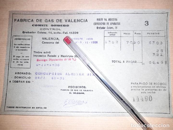 Militaria: Factura de gas empresa bajo Comit&eacute; Obrero Valencia guerra civil 1938