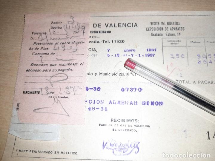 Militaria: Factura de gas empresa bajo Comit&eacute; Obrero Valencia guerra civil 1937