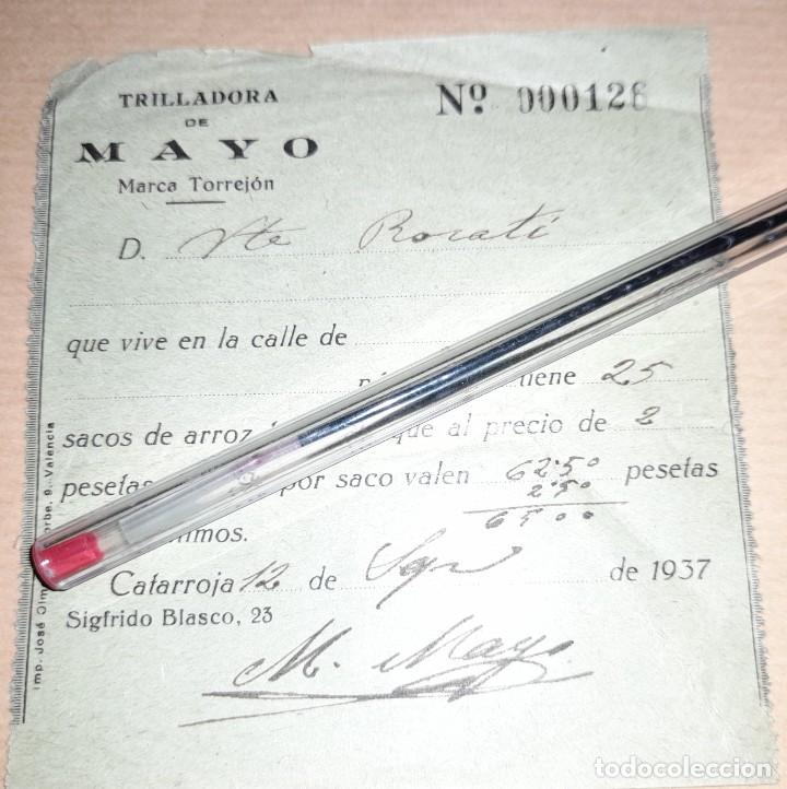 Militaria: Recibo por trabajo de la trilladora de Mayo, Catarroja Valencia 1937 guerra civil