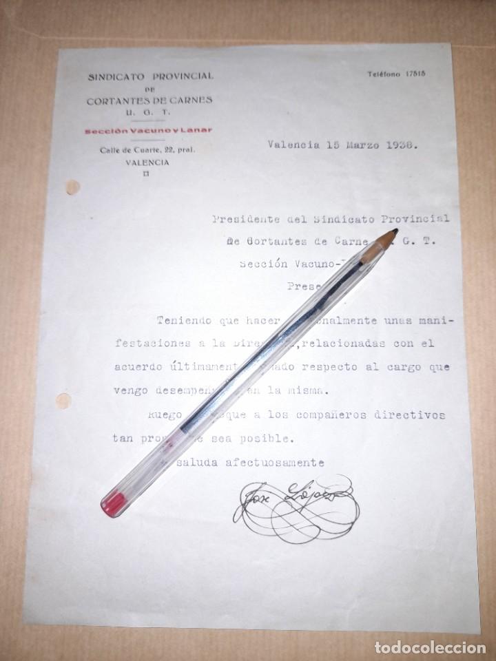 Militaria: Documento sindicato cortantes de carne UGT guerra civil Valencia 1938