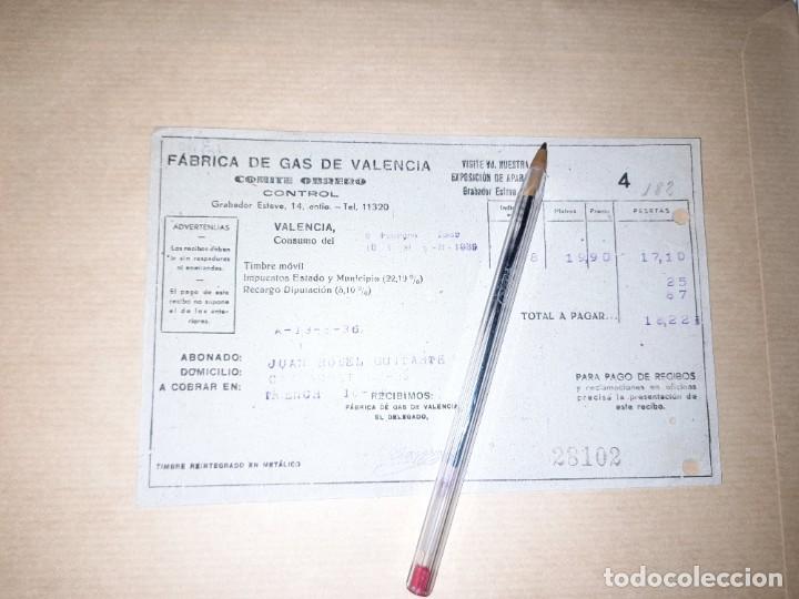 Military Antiques: Recibo servicio de gas Valencia guerra civil f&aacute;brica bajo control obrero febrero 1939