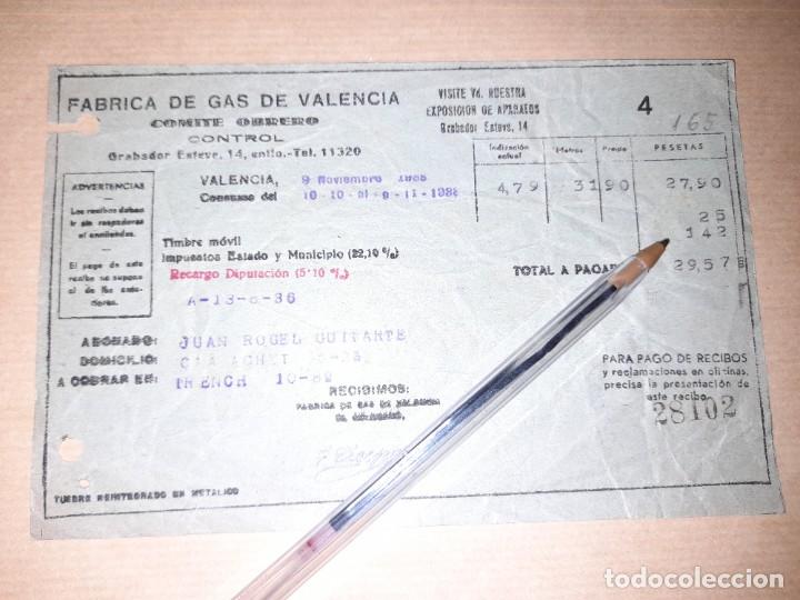 Military Antiques: Recibo servicio de gas Valencia guerra civil f&aacute;brica bajo control obrero diciembre 1938