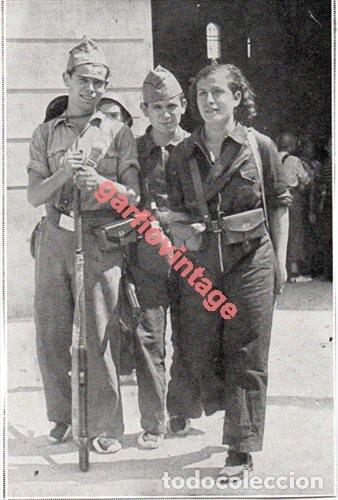 Militaria: GUERRA CIVIL, BARCELONA, MILICIANOS, 60X90MM, RETAL DE PUBLICACION