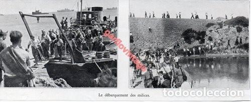 Military Antiques: GUERRA CIVIL, DESEMBARCO DE MILICIANOS, 210X86MM, RETAL DE PUBLICACION