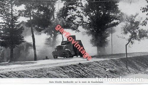 Military Antiques: GUERRA CIVIL, AUTO BLINDADO BOMBARDEA LA RUTA DE GUADARRAMA, 22X12 CMS, RETAL DE PUBLICACION