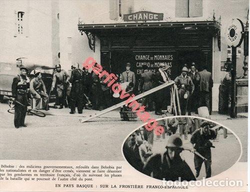 Military Antiques: GUERRA CIVIL, BEHOBIA, MILICIANOS, 21X16 CMS, RETAL DE PUBLICACION