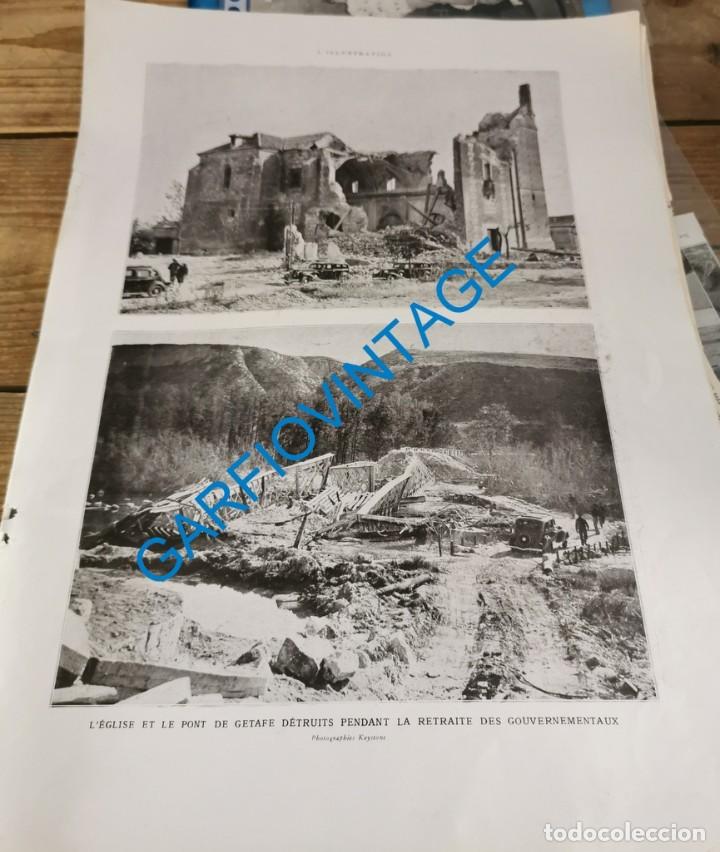 Military Antiques: GETAFE, GUERRA CIVIL, IGLESIA Y PUENTE DESTRUIDO, HOJA DE PUBLICACION, 28X38 CMS