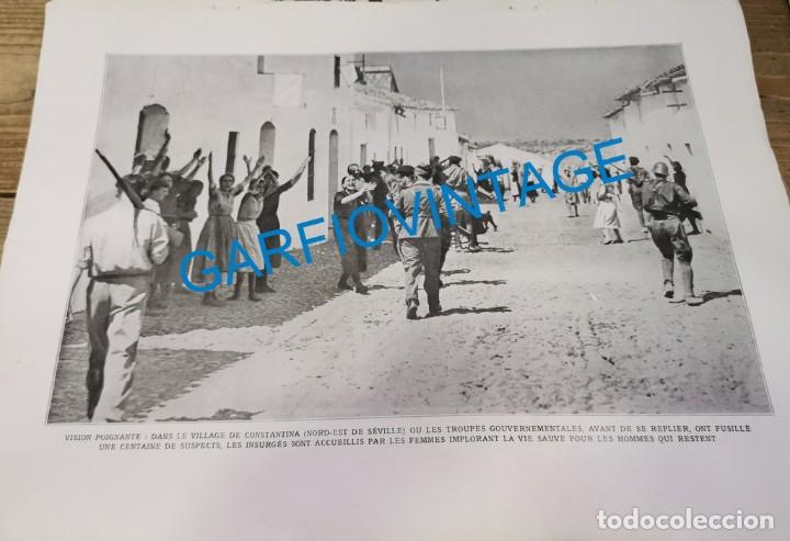 Military Antiques: CONSTANTINA, SEVILLA, GUERRA CIVIL, ENTRADA TROPAS NACIONALES, HOJA DE PUBLICACION, 28X38 CMS