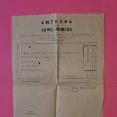 Militaria: ENTREGA DE PAPEL MONEDA GUERRA CIVIL 1939. Lote 285747198