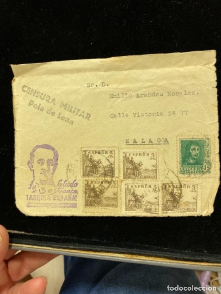 Militaria: Antiguo sobre pola de Lena censura militar