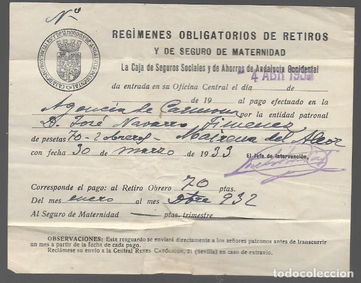 Military Antiques: CAJA DE SEGUROS SOCIALES Y DE AHORROS DE ANDALUCIA OCCIDENTAL, VER FOTO