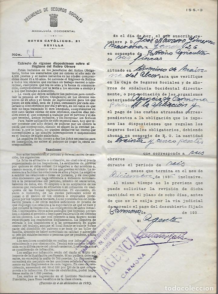 Militaria: SEVILLA, REGIMENES DE SEGUROS SOCIALES, VER FOTO