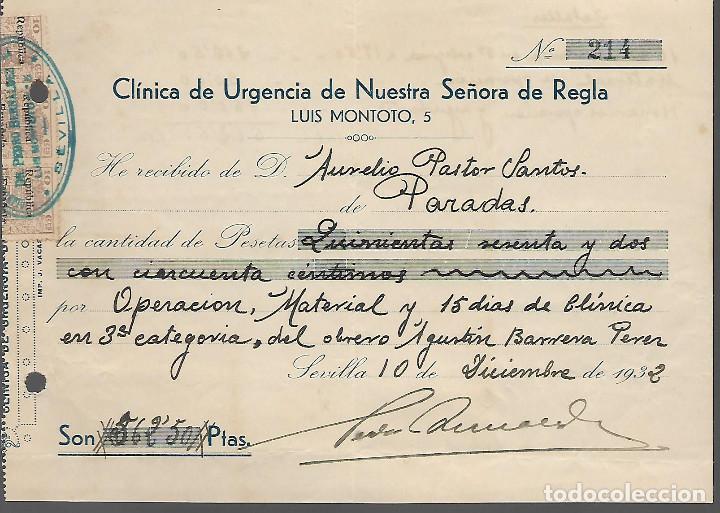 Militaria: SEVILLA, CLINICA URGENCIA NTRA. Sra. DE REGLA, CON SELLO MOVIL- REPUBLICA-. VER FOTO
