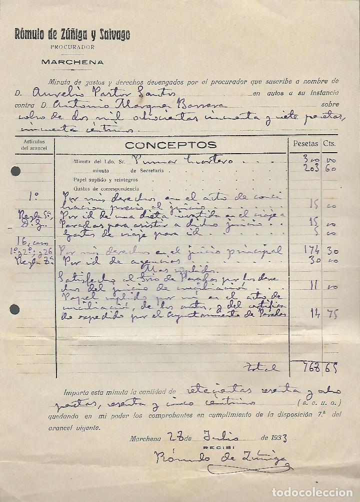 Militaria: MARCHENA-SEVILLA- PROCURADOR .- MINUTA- A&Ntilde;O 1933, VER FOTO