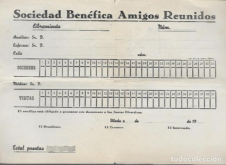 Militaria: UBEDA-JAEN- SOCIEDAD BENEFICA AMIGOS REUNIDOS.- VER FOTO