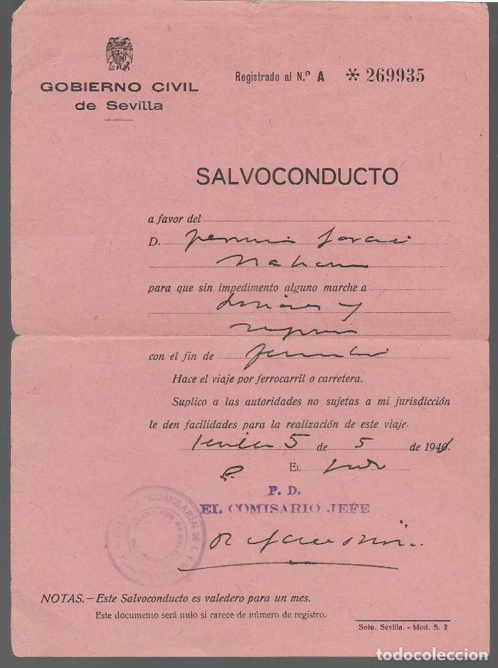 Militaria: SEVILLA,- GOBIERNO CIVIL--SALVOCONDUCTO-- VER FOTO