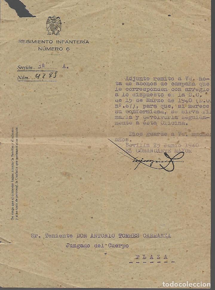 Militaria: LA ALGABA-SEVILLA- REG. INFANTERIA N&ordm; 6,.- ABONOS DE CAMPA&Ntilde;A,- VER FOTO