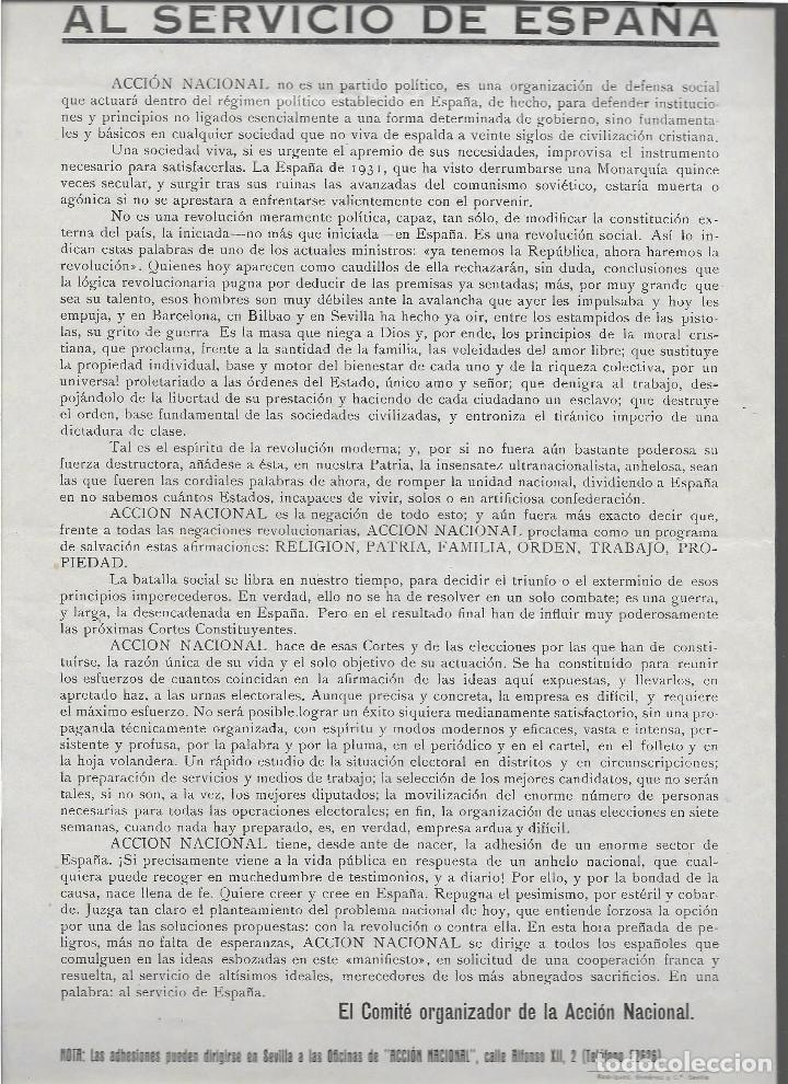 Militaria: COMITE DE ACCION NACIONAL- AL SERVICIO DE ESPA&Ntilde;A- LEER TEXTO Y VER FOTO