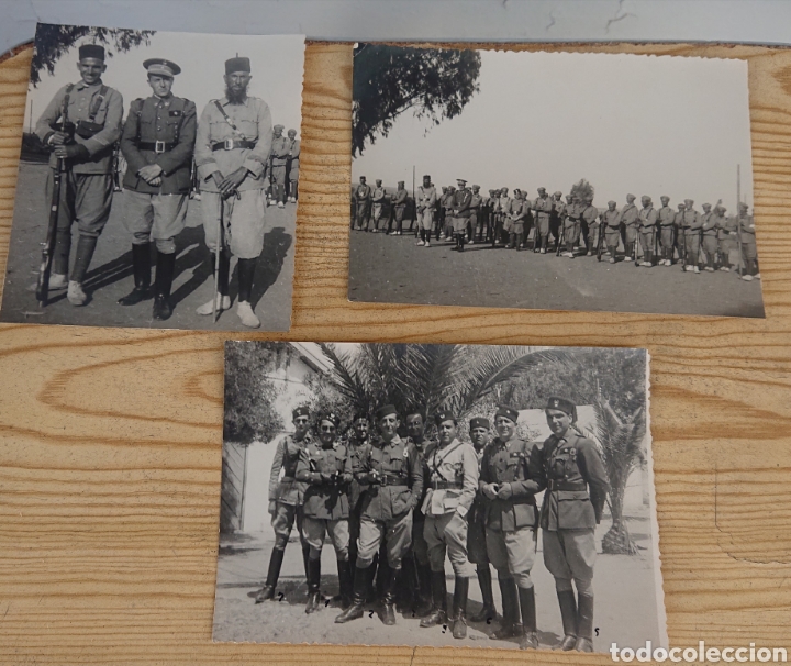 Militaria: Guerra civil, regulares, tropas ind&iacute;genas, ej&eacute;rcito de &Aacute;frica, lote de tres