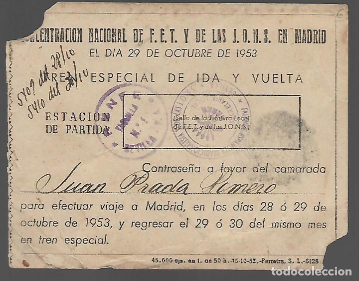 Militaria: VIAJE A MODRID, F.E. ESPECIAL DE IDA Y VUELTA,- VER FOTOS