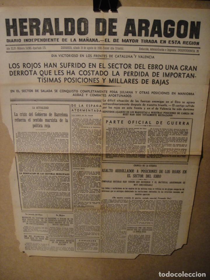 Military Antiques: hoja portada heraldo de aragon 20 de agosto de 1938 , sector del ebro