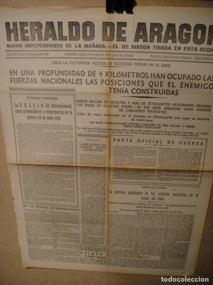 Military Antiques: hoja portada heraldo de aragon 21 de agosto de 1938 , batalla del ebro