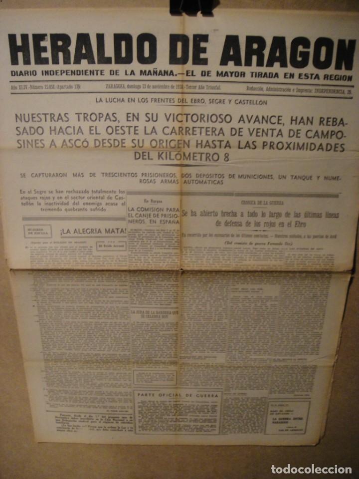 Military Antiques: dos hojas heraldo de aragon 13 de noviembre 1938 , frentes del ebro , segre y castellon