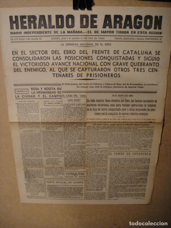 Military Antiques: hoja de portada heraldo de aragon 8 de septiembre 1938 , frentes del ebro