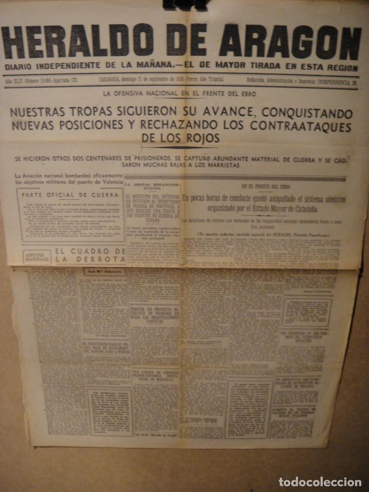 Military Antiques: hoja de portada heraldo de aragon 11 de septiembre 1938 , frente del ebro