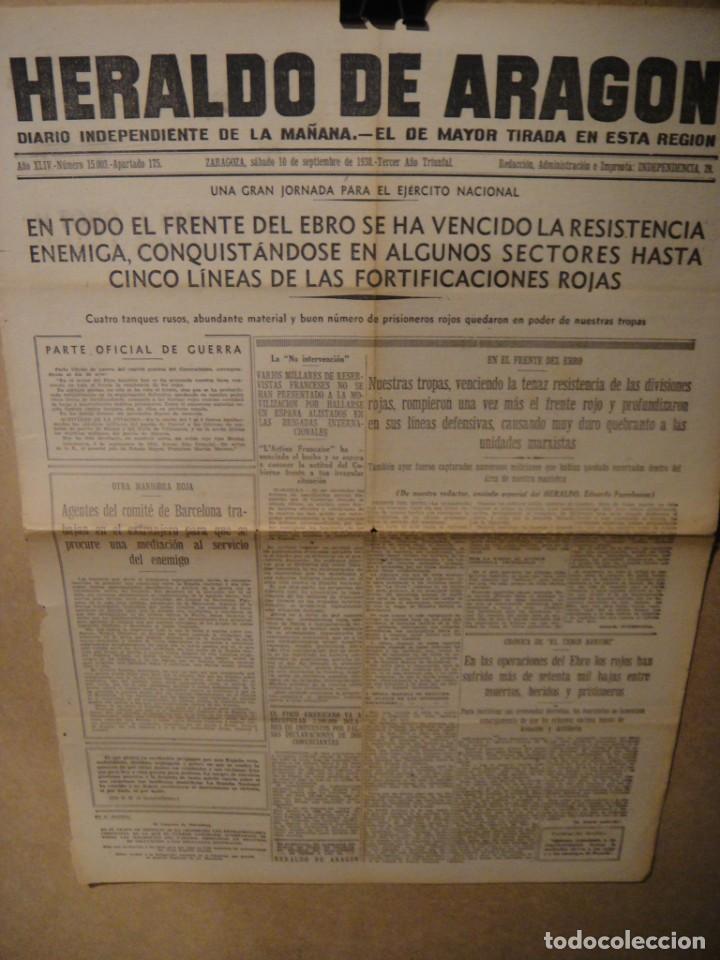 Military Antiques: hoja de portada heraldo de aragon 10 de septiembre 1938 , frente del ebro
