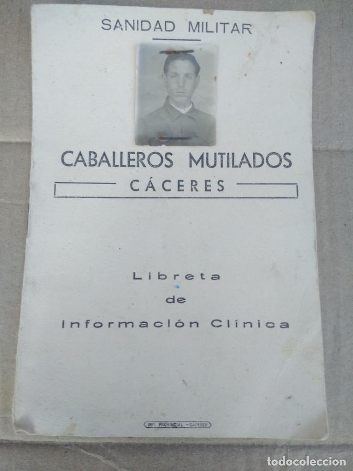 Militaria: Antigua libreta a&ntilde;os 40 de informacion clinica sanidad militar, caballeros mutilados, caceres.