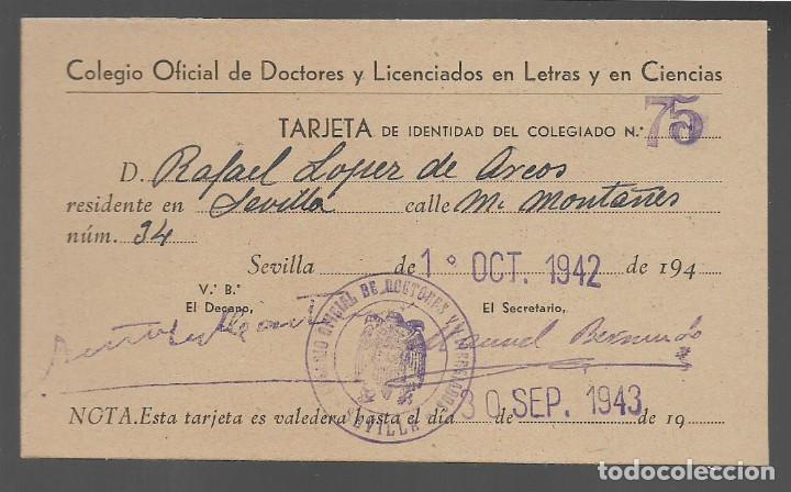 Militaria: TARJETA. COL. OF. DOCTORES Y LICENCIADOS LETRAS Y CIENCIA, VER FOTOS