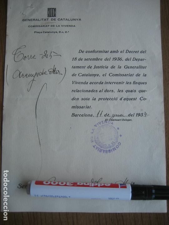 Militaria: Generalitat de Catalunya. 1937. Comissariat de la Vivenda. Sello.