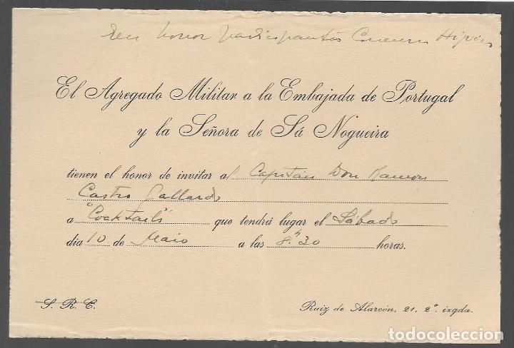 Militaria: INVITACION AGREGADO MILITAR EMBAJADA DE PORTUGAL, VER FOTO