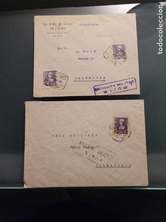 Militaria: Lote de 2 censuras militares. Gijon y Soria. Guerra civil