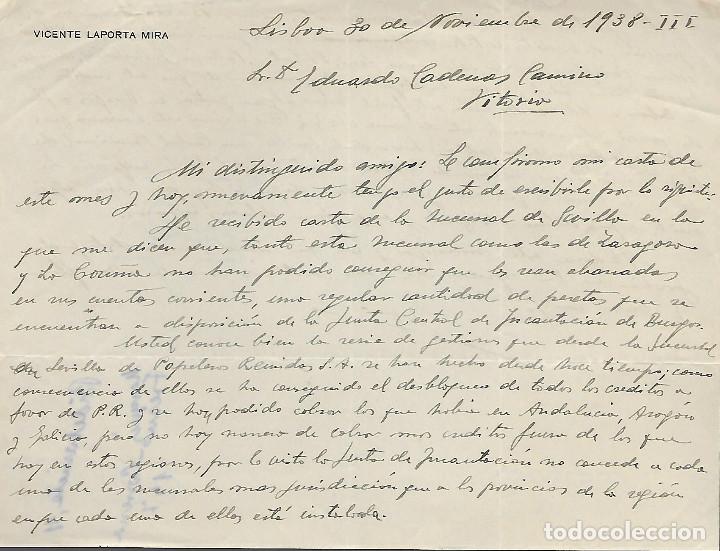 Militaria: LISBOA . VICENTE LAPORTA MIRA,A GOBERNADOR CIVIL ALAVA,- EDUARDO CARDENAS- A&Ntilde;O 1938, VER FOTO